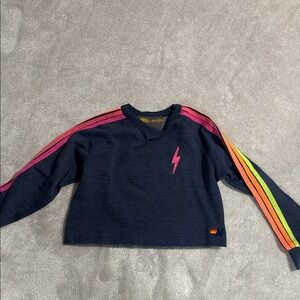 Aviator Nation Navy and Pink Lightning Bolt Sweatshirt